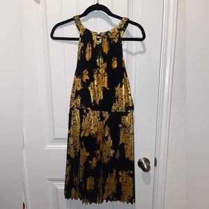 Gold and black flower cocktail dress
